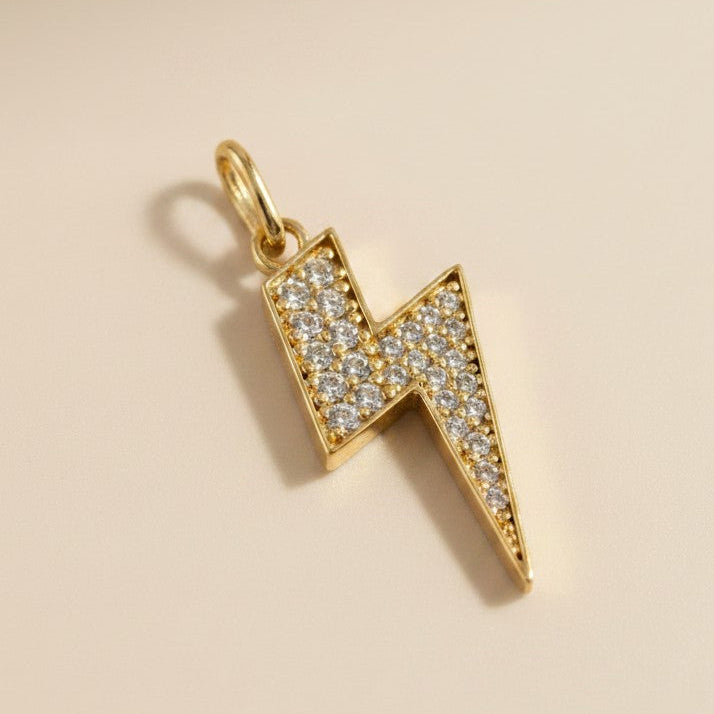 ⚡ 18k Gold Filled CZ Lightning Bolt Pendant — The Energy. The Edge. The Neckline.