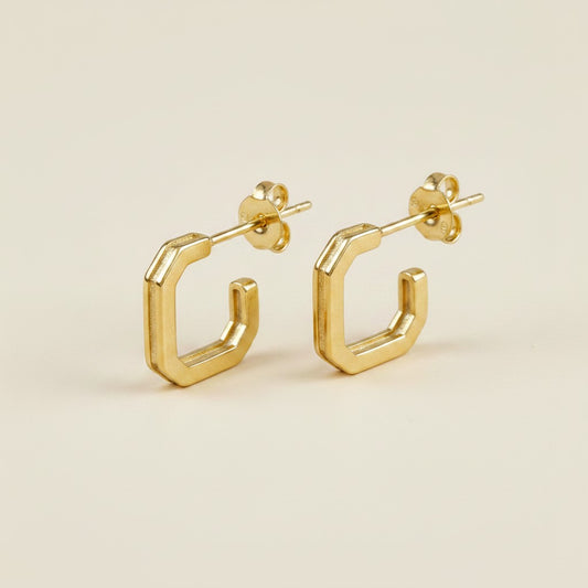 18k Gold Filled Square C-Hoop Earrings | Modern Geometry, Classic Elegance