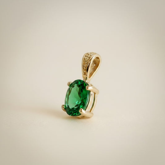 💚 18k Gold Filled Emerald Oval CZ Pendant — The Color of the Moment. The Craftsmanship That Lasts.