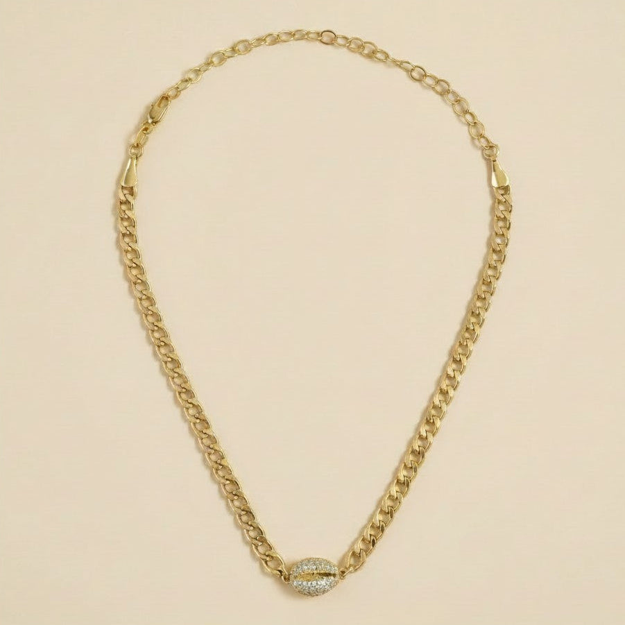 18k Gold Filled Cowrie Shell CZ Choker Necklace | Coastal Chic Meets Modern Glamour