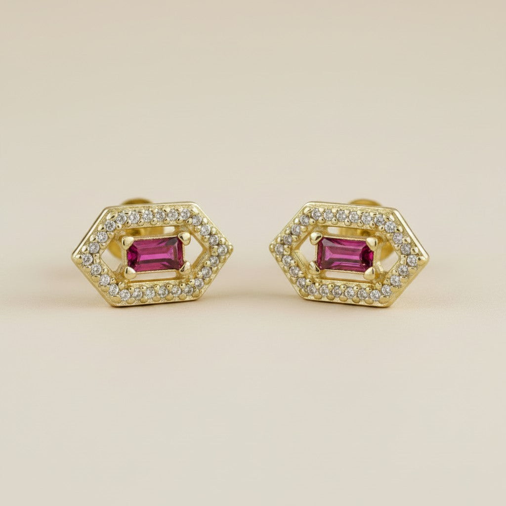 18k Gold Filled Baguette Birthstone Earrings | Personalized Sparkle