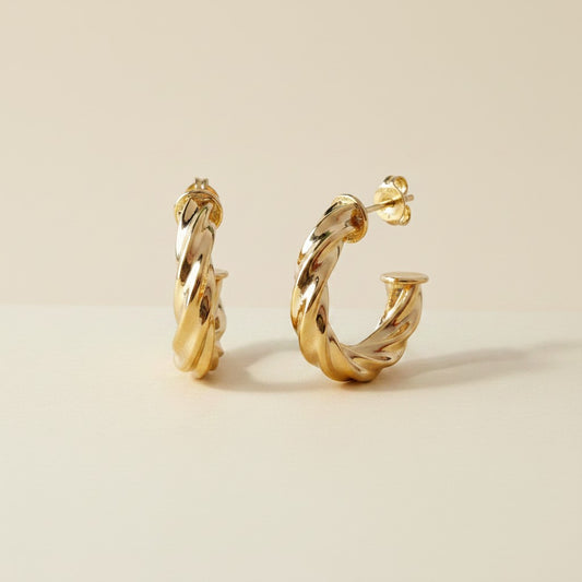 18k Gold Filled Twisted Half-Hoop Earrings