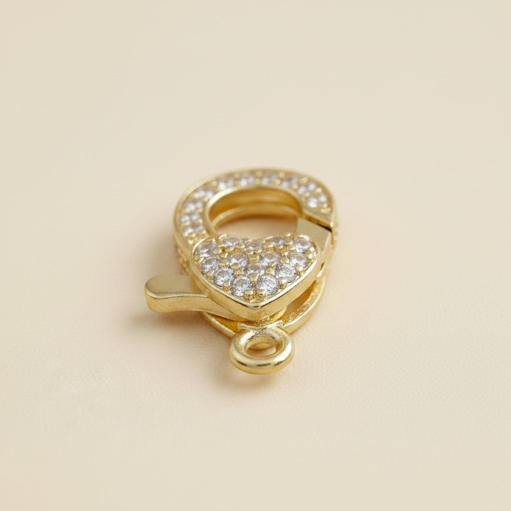 💛 18k Gold Filled Heart CZ Lobster Clasp — The Closure That Becomes Part of the Design.