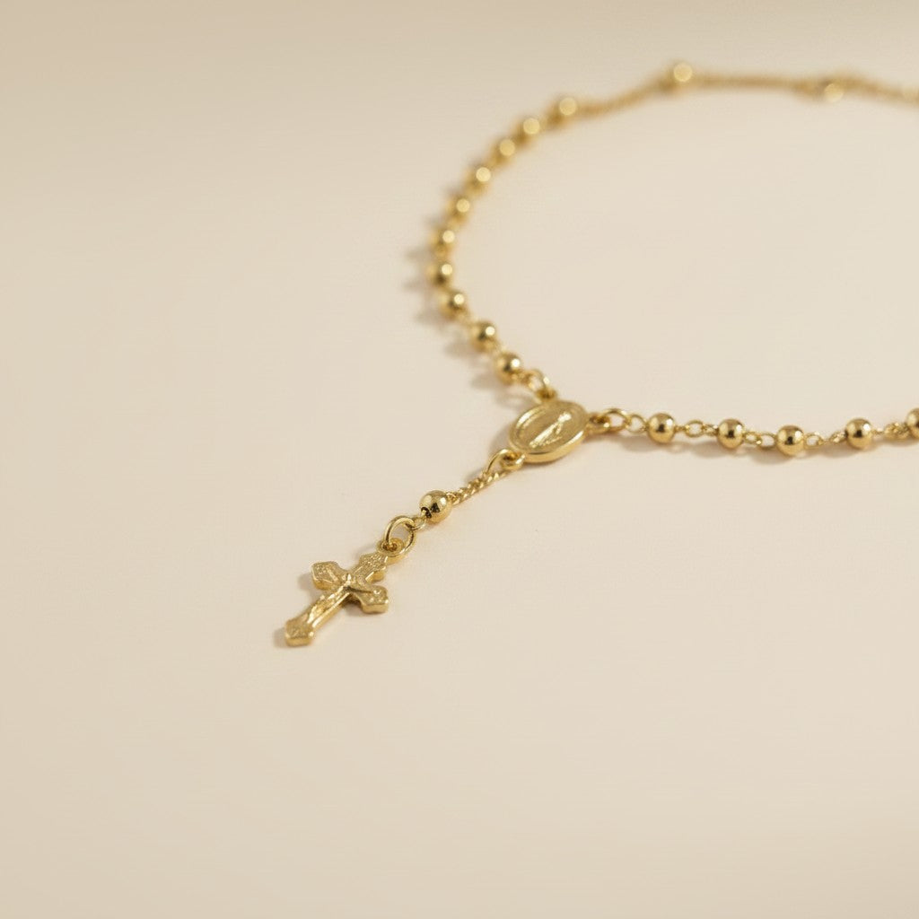 🙏 18k Gold Filled Beaded Rosary Bracelet — Faith at the Wrist. Always Close. Always Beautiful.