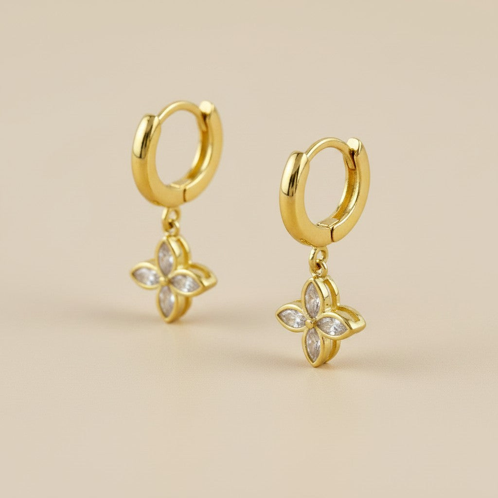 🌸 18k Gold Filled CZ Flower Cluster Hoop Earrings — The Hoop Above. The Bloom Below.