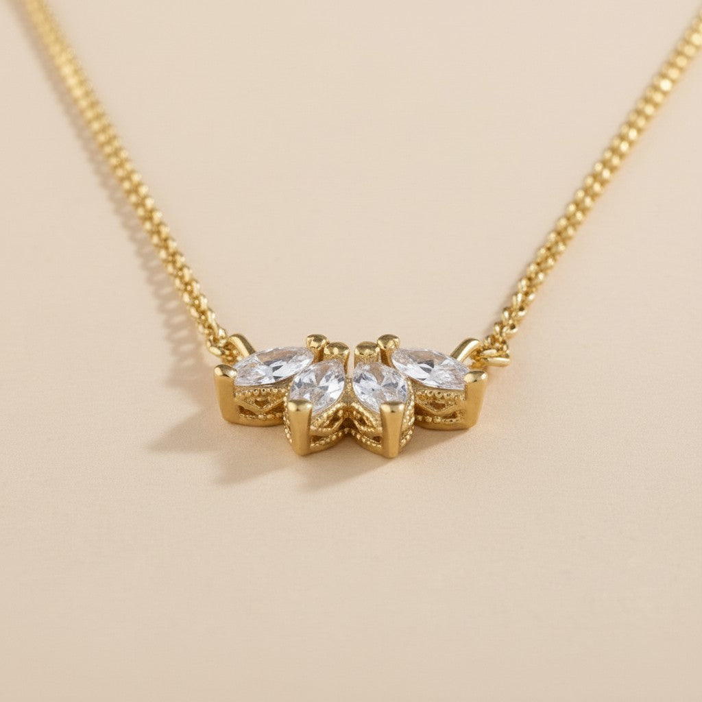 18k Gold Filled CZ Lotus Necklace