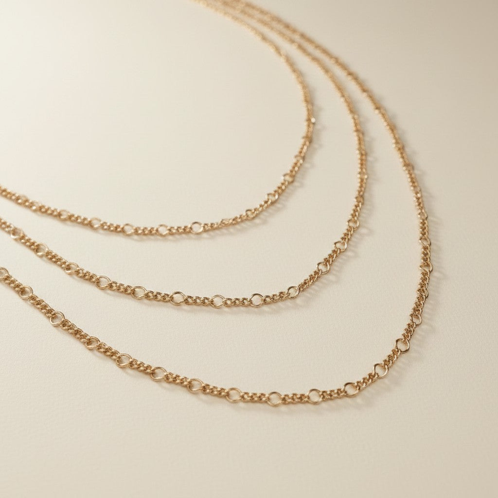 18k Gold Filled 2mm Rounded Figaro Chain Necklace | Classic Italian-Inspired Design