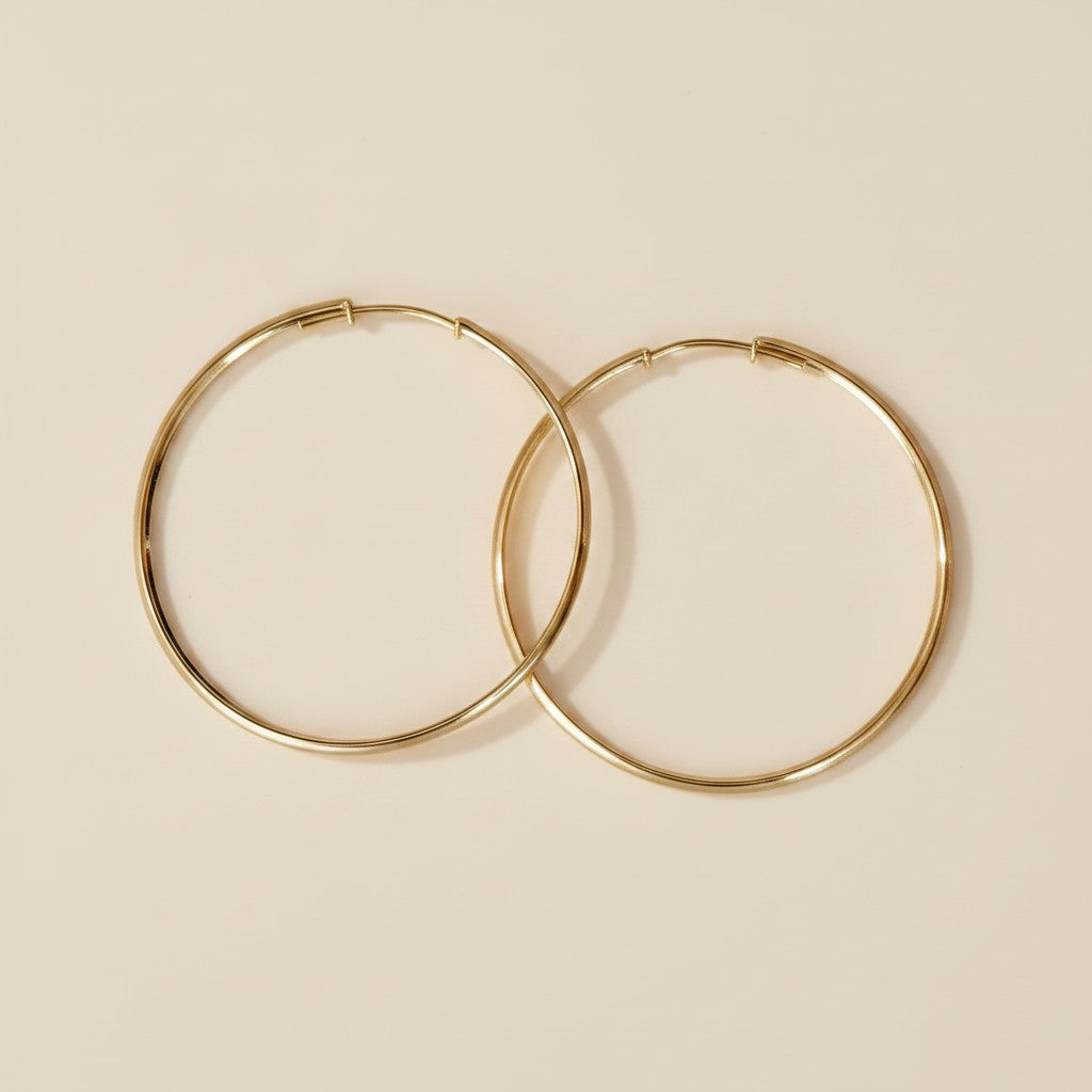 18k Gold Filled 50mm Hollow Continuous Hoop Earrings | Bold Everyday Statement