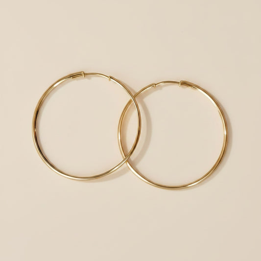 18k Gold Filled 50mm Hollow Continuous Hoop Earrings | Bold Everyday Statement