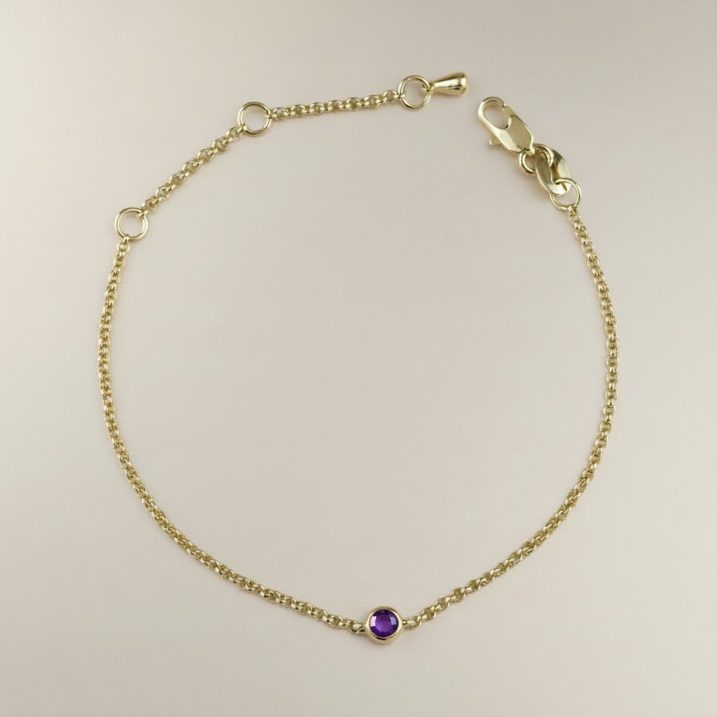 18k Gold Filled Birthstone Bezel Bracelet — Your Color. Your Month. At the Wrist. Always.