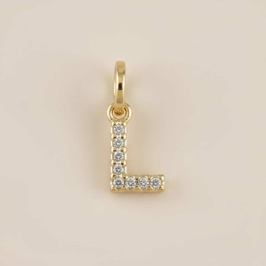 18k Gold Filled Initial Letter CZ Charm | Personalized Sparkle