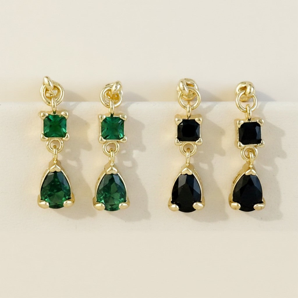 18k Gold Filled Colored CZ Teardrop Earrings | Refined Glamour, Your Color