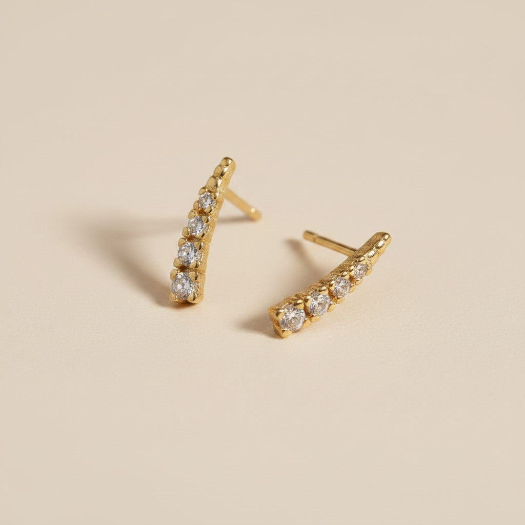 ✨ 18k Gold Filled Mini CZ Climber Earrings — Sparkle That Rises. The Earring With Direction.