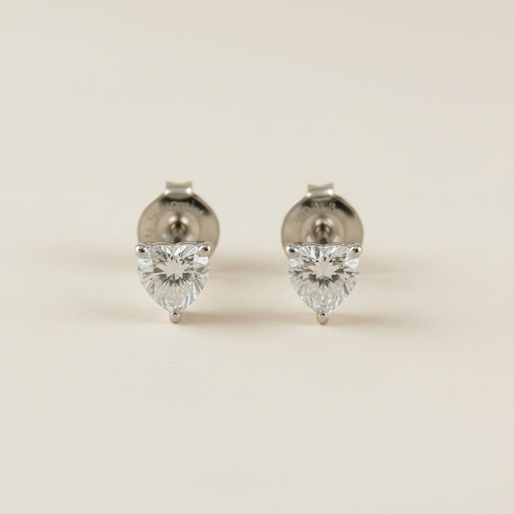💎 .925 Sterling Silver Heart-Cut Moissanite Stud Earrings — The Most Romantic Cut. GRA Certified. 0.5ct Total.