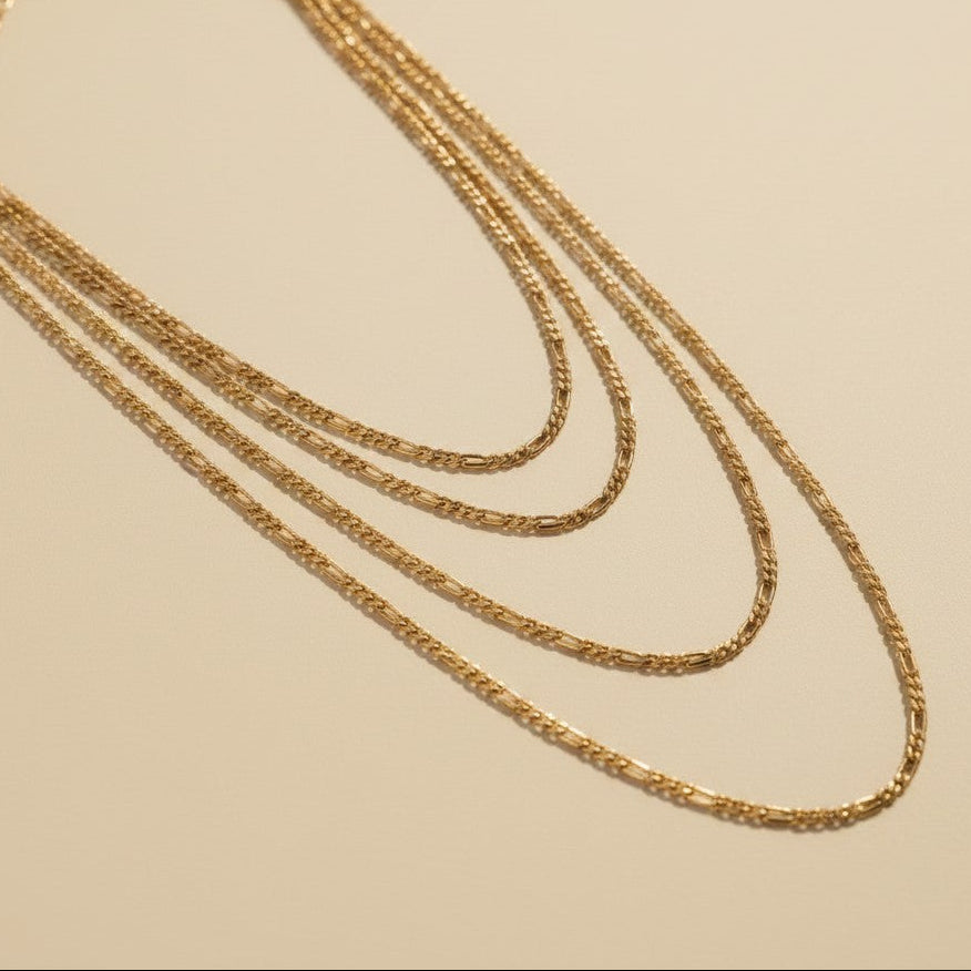✨ 18k Gold Filled Figaro Chain Necklace — The Classic Link. Warm Gold. Five Lengths.