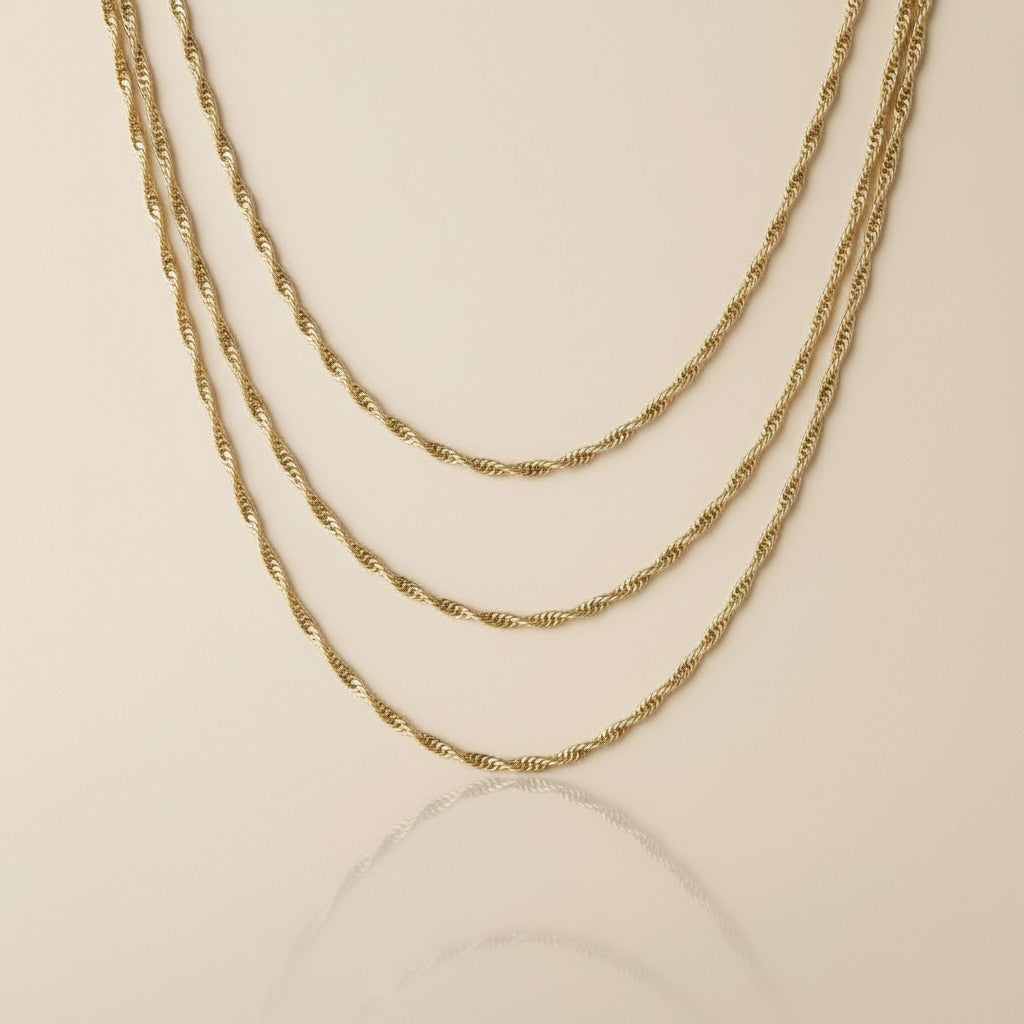Singapore Chain Necklace - 1.3mm Delicate Gold Chain for Women - Hypoallergenic