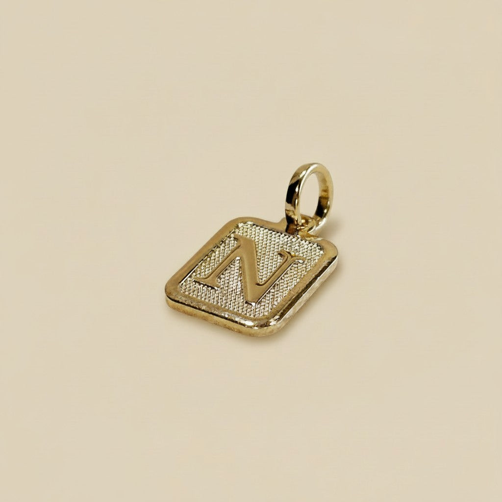 Personalized Initial Pendant - Textured Letter Necklace Charm for Women