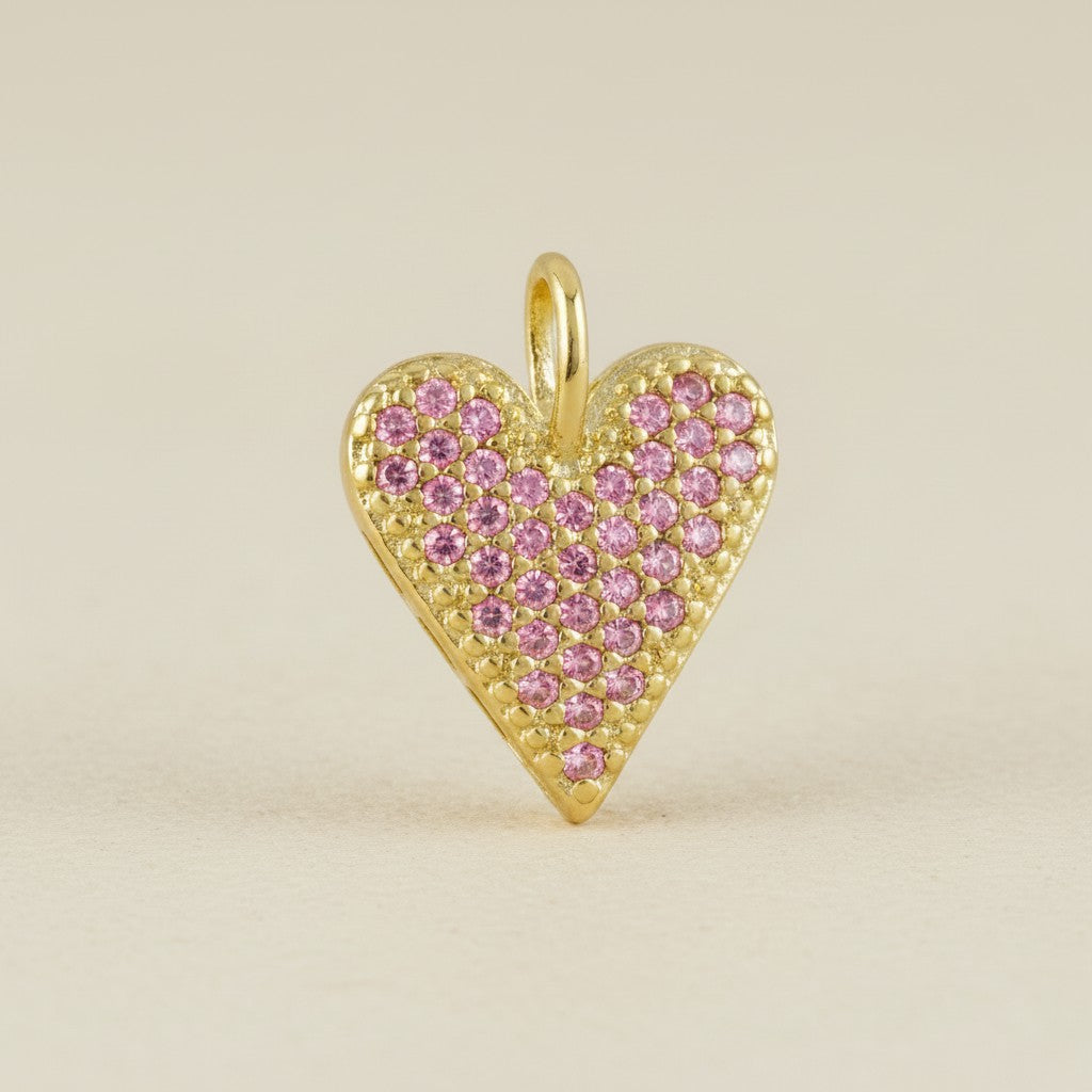 💖 18k Gold Filled Colored CZ Heart Pendant — Five Colors. One Pavé Heart. Hang It Anywhere.