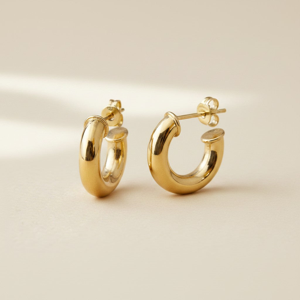 ✨ 18k Gold Filled Mini Chubby C-Hoop Earrings — The Rounded Tube, At Its Most Flattering Scale