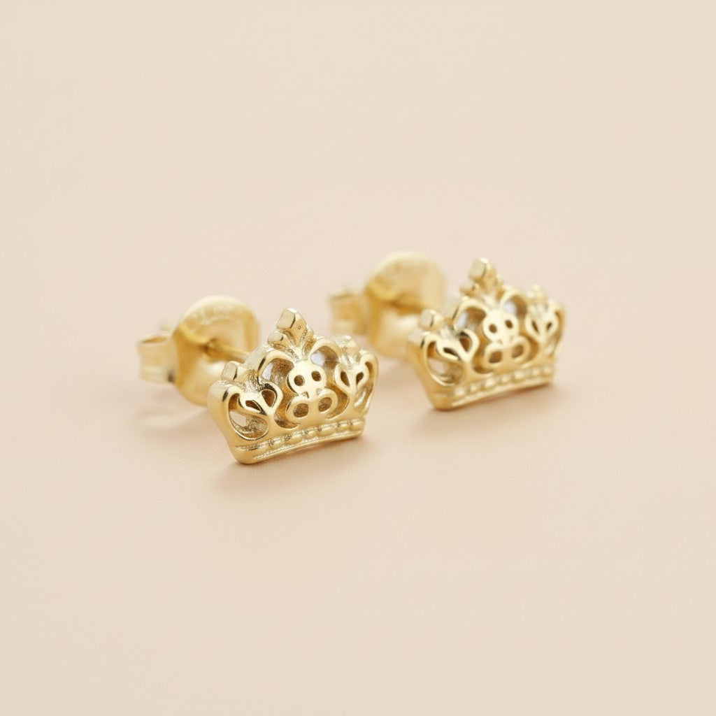 18k Gold Filled Crown Stud Earrings | Wear Your Confidence