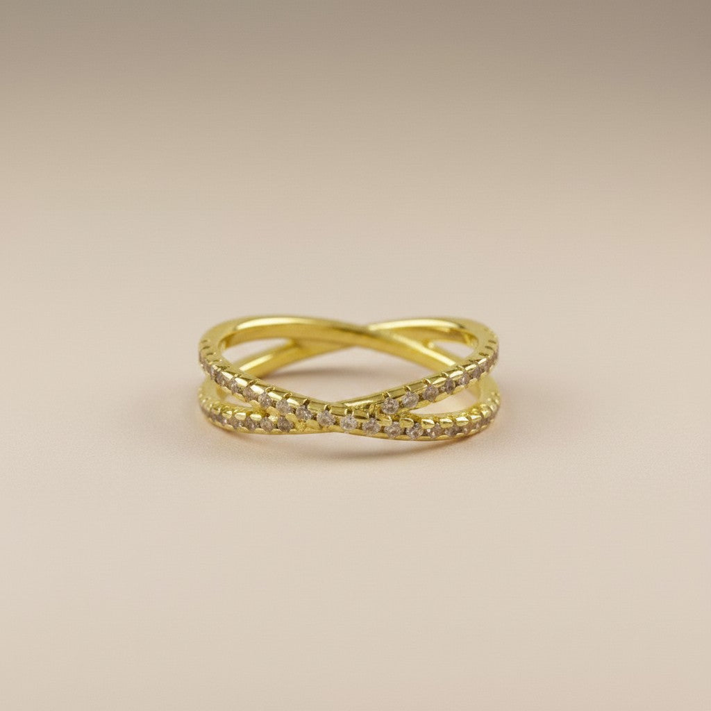 18k Gold Filled CZ X Ring — Bold by Design, Beautiful by Nature