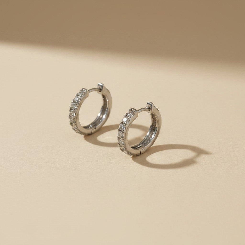 💎 .925 Sterling Silver Moissanite Hoop Earrings — 16 Certified Stones. 0.48ct Per Ear. The Hoop That Earns Its Brilliance.
