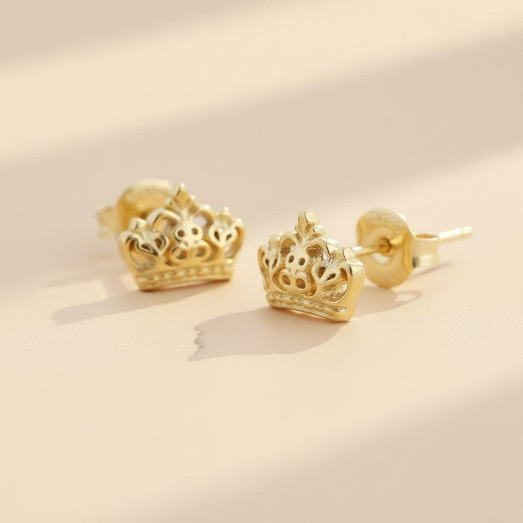 18k Gold Filled Crown Stud Earrings | Wear Your Confidence