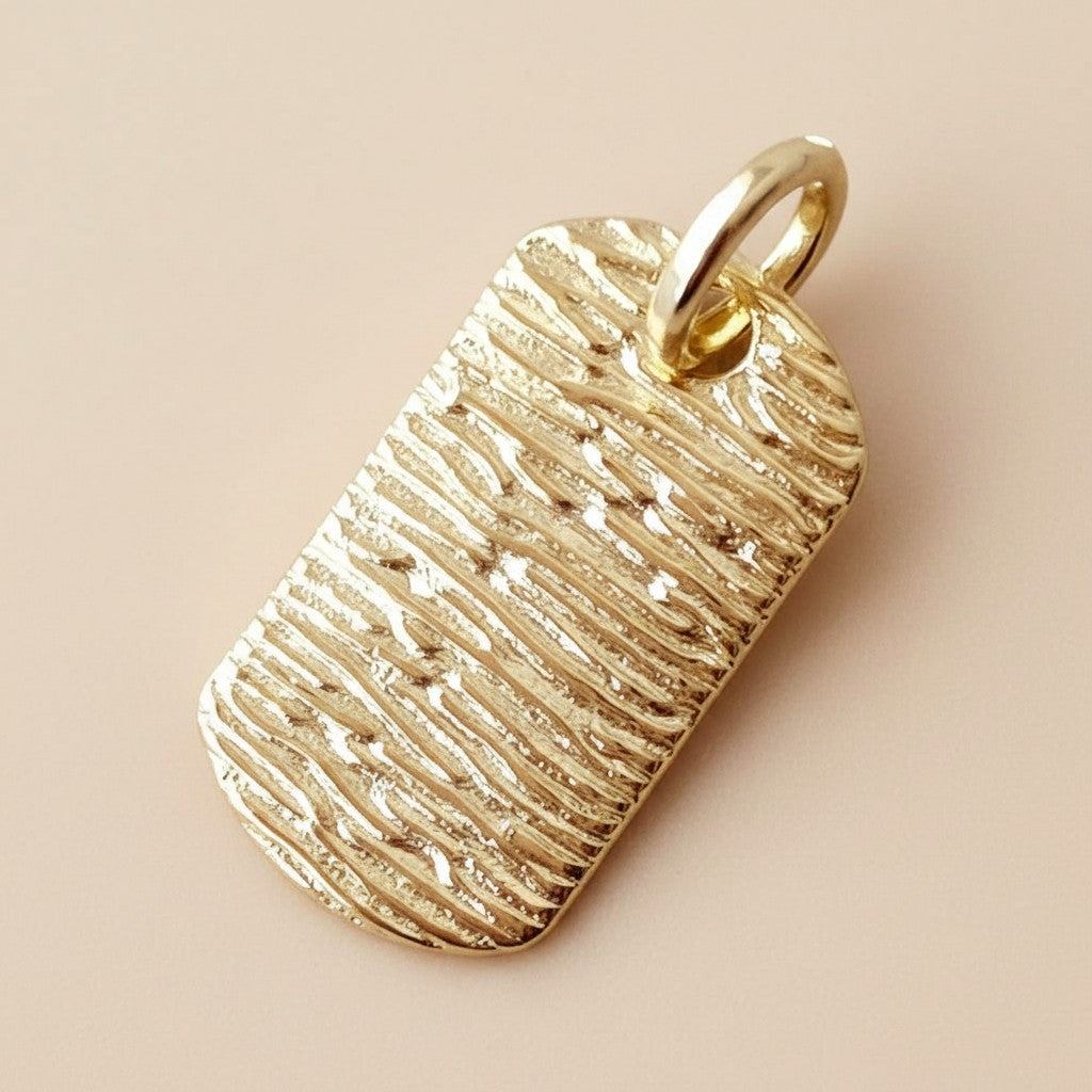 18k Gold Filled Textured Dog Tag Pendant | Modern Classic