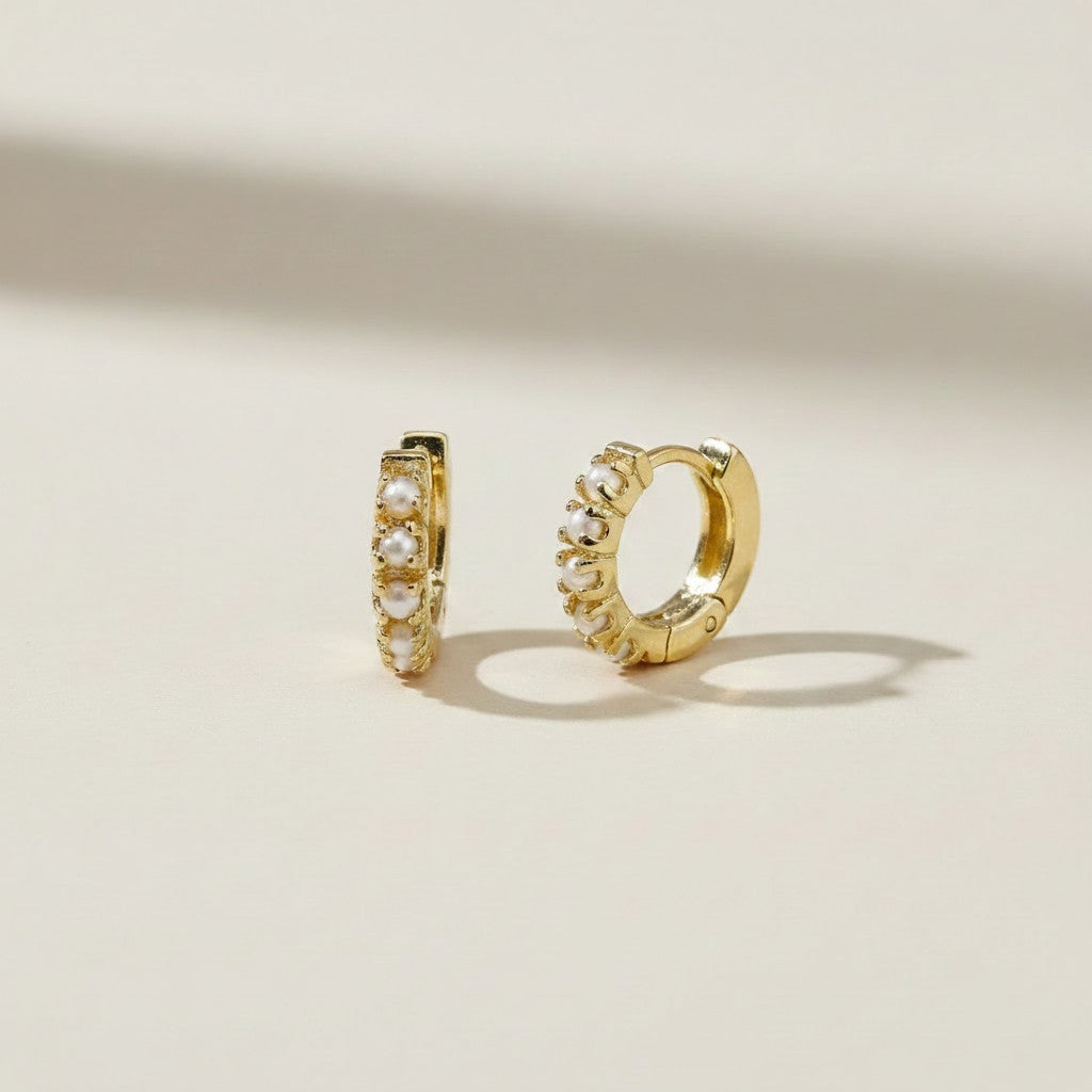 18k Gold Filled Freshwater Pearl Hoop Earrings — Nature Made It. Gold Frames It. You Wear It.