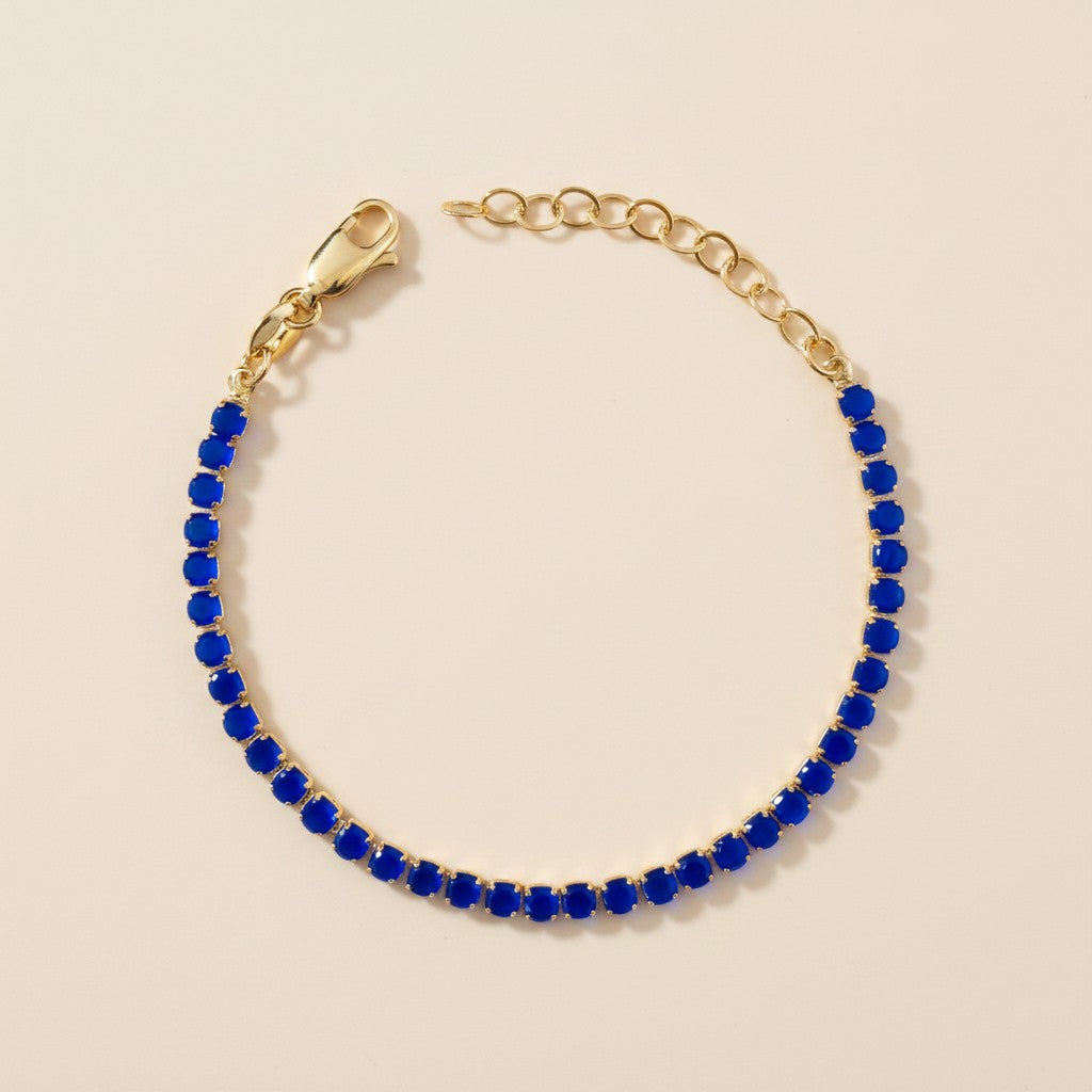 💙 18k Gold Filled Royal Blue CZ Tennis Bracelet — A Continuous Line of Vivid Color.
