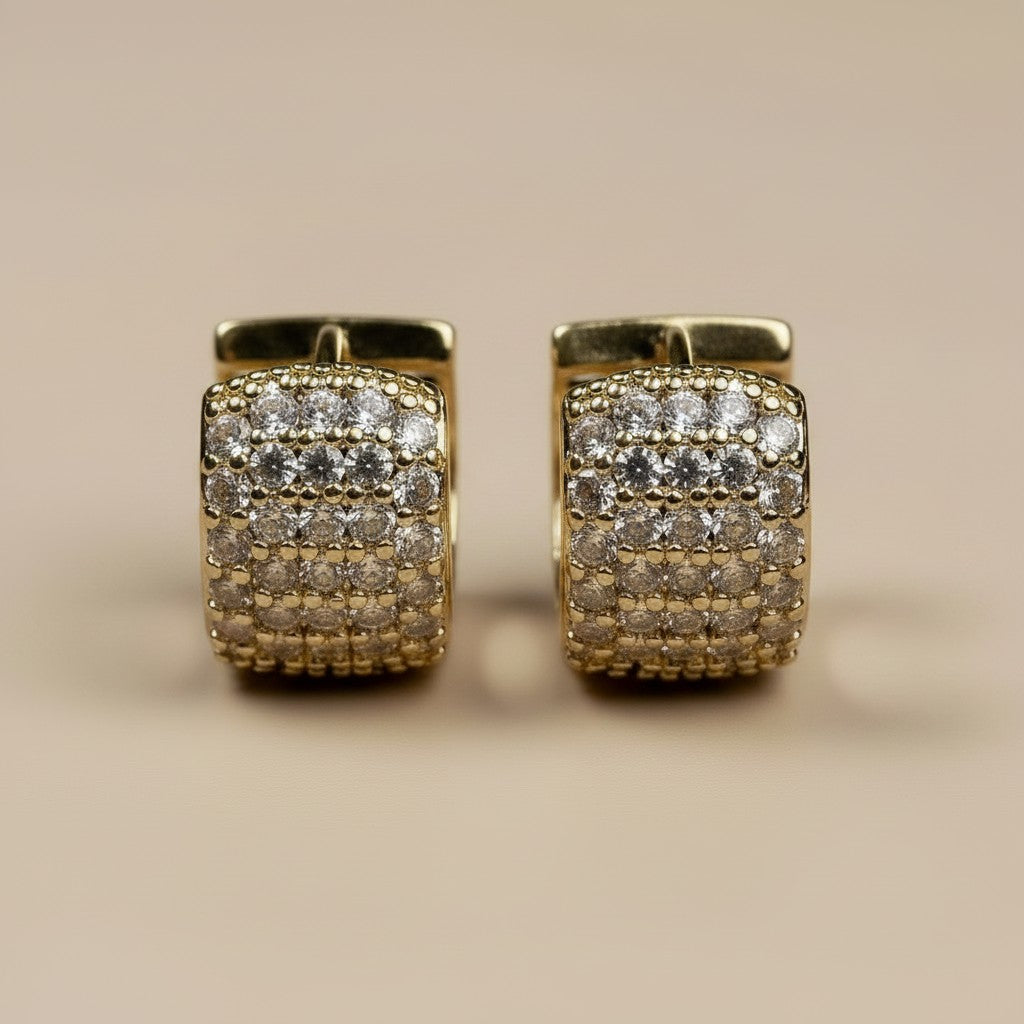 ✨ 18k Gold Filled Chunky Pavé CZ Clicker Hoop Earrings — Wall-to-Wall Brilliance. No Gold Left Bare.