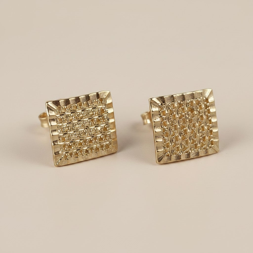 ✨ 18k Gold Filled Geometric Square Stud Earrings — A Pattern Worth Looking Closer For.
