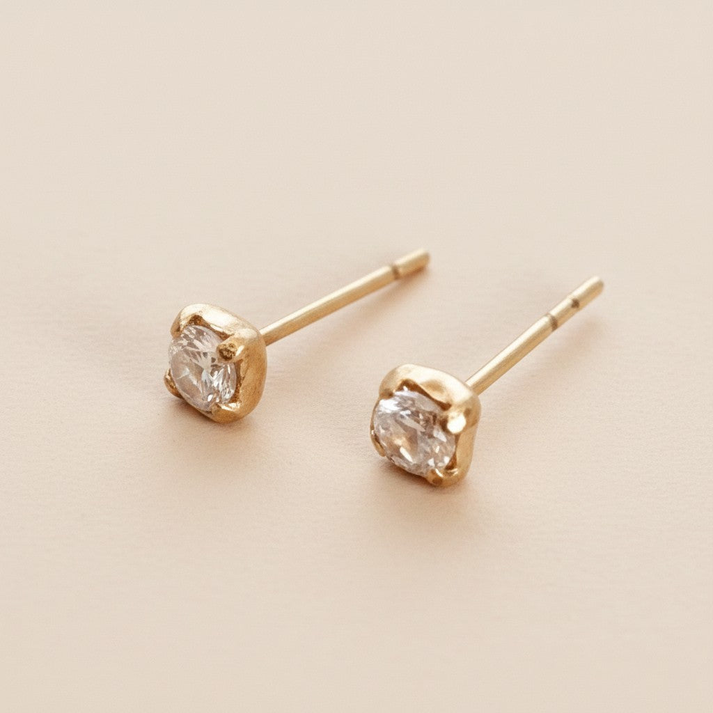 18k Gold Filled Dainty CZ Stud Earrings | Minimalist Everyday Essential