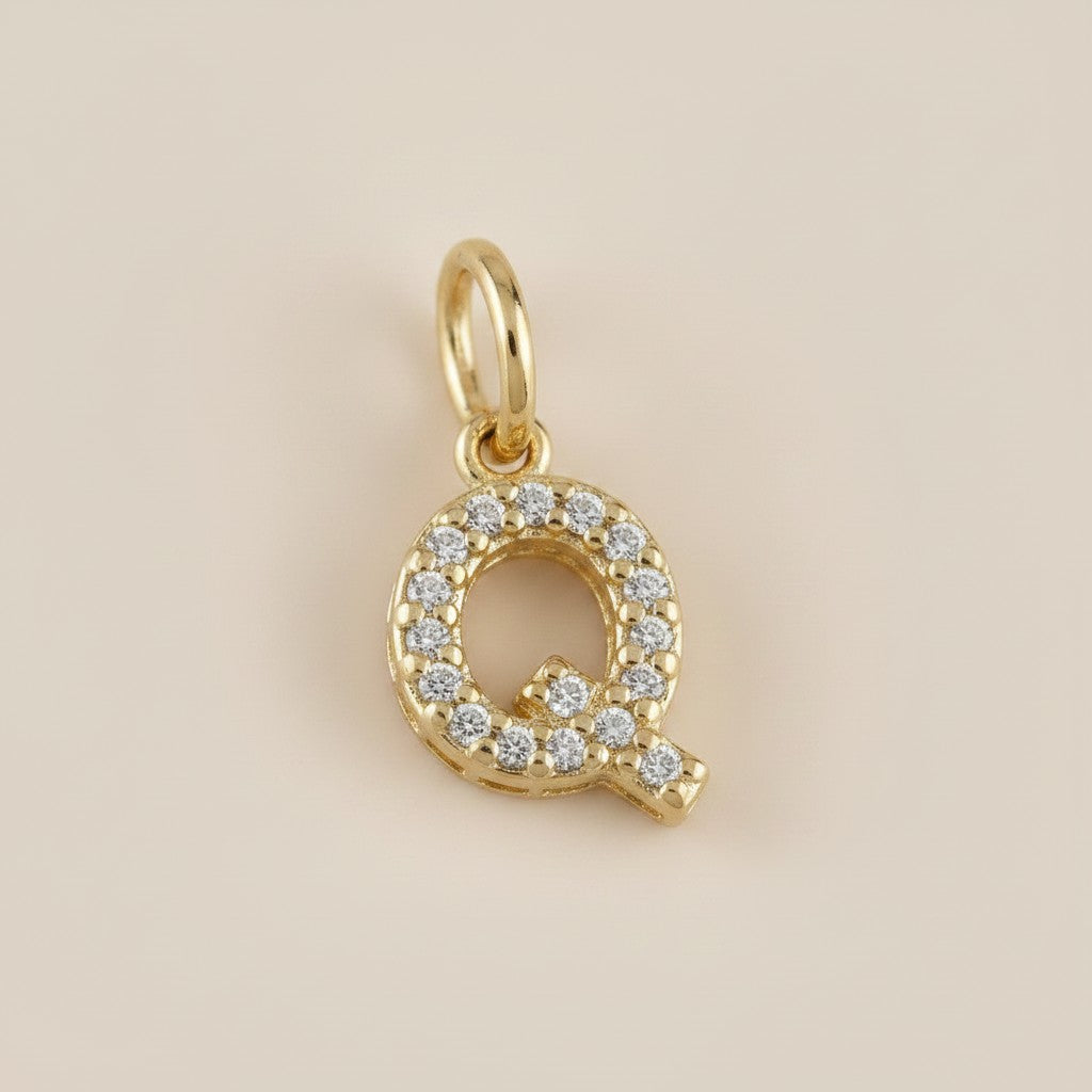 18k Gold Filled Initial Letter CZ Charm | Personalized Sparkle