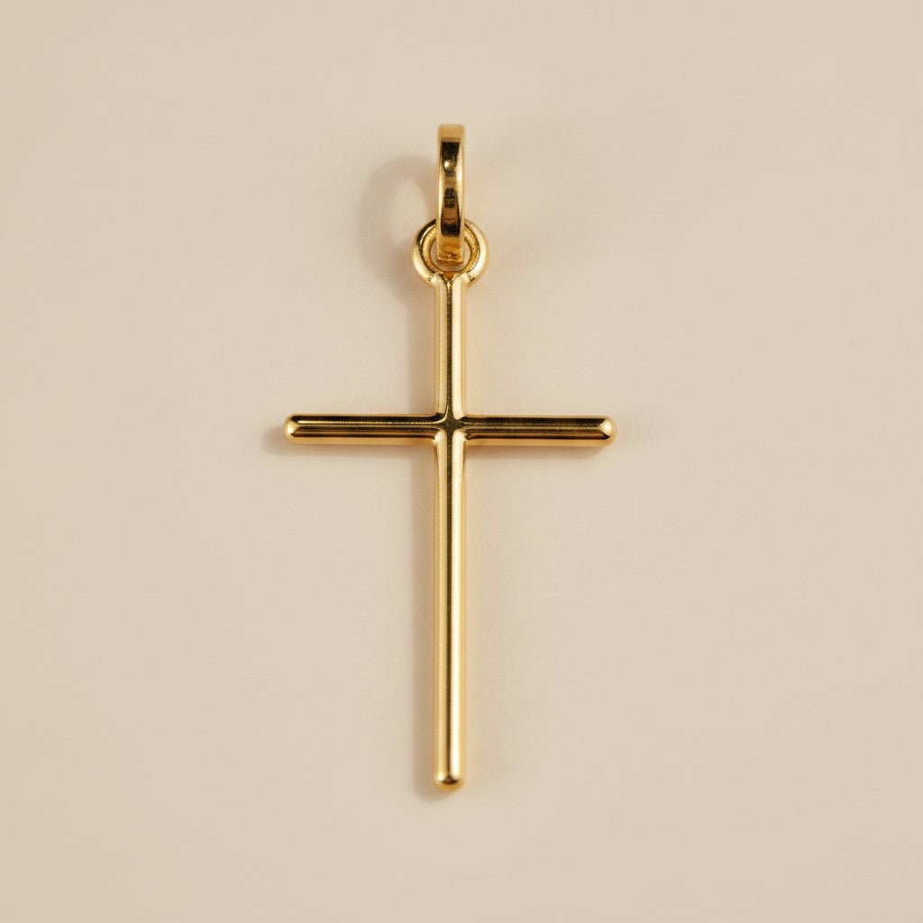✝️ 18k Gold Filled Thin Plain Cross Pendant — Faith, Simplified. Warm Gold, Nothing More.