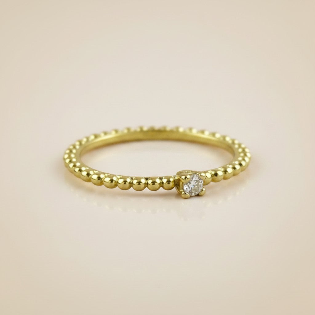 ✨ 18k Gold Filled Beaded CZ Band Ring — A Thousand Tiny Gold Beads. One Perfect Sparkle.