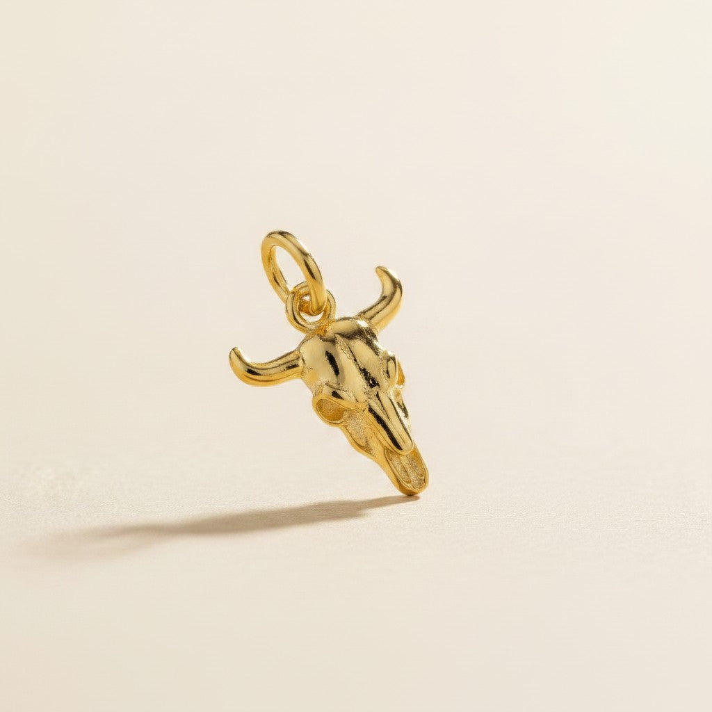 18k Gold Filled Western Skull Charm