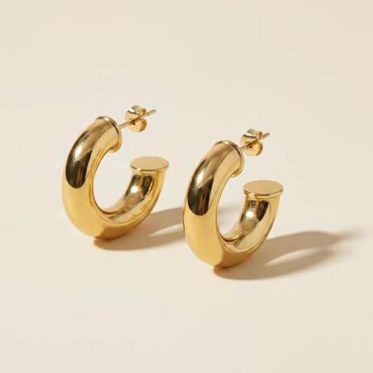 ✨ 18k Gold Filled Chubby C-Hoop Earrings — Thick. Bold. Impossible to Miss.