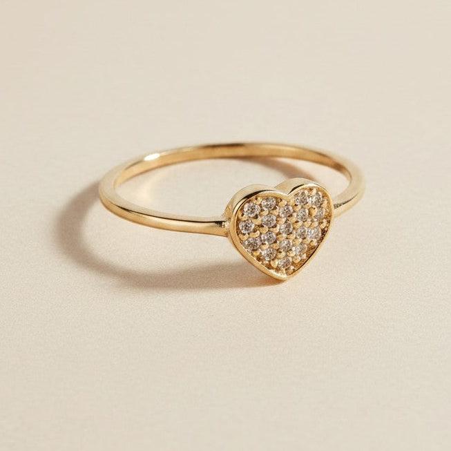 18k Gold Filled CZ Heart Ring — Love, Arranged in Stones. On the Finger. Always.