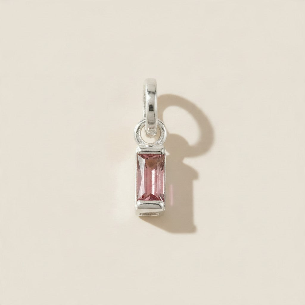 Silver Filled Baguette Birthstone Charm