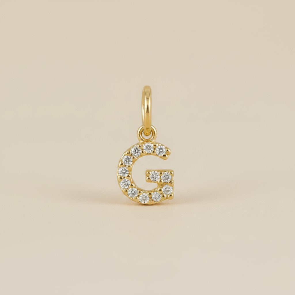 18k Gold Filled Initial Letter CZ Charm | Personalized Sparkle