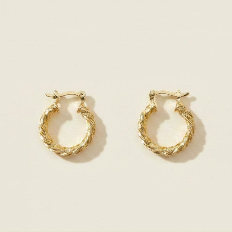 18k Gold Filled Twisted Hoop Earrings | Available in Two Sizes