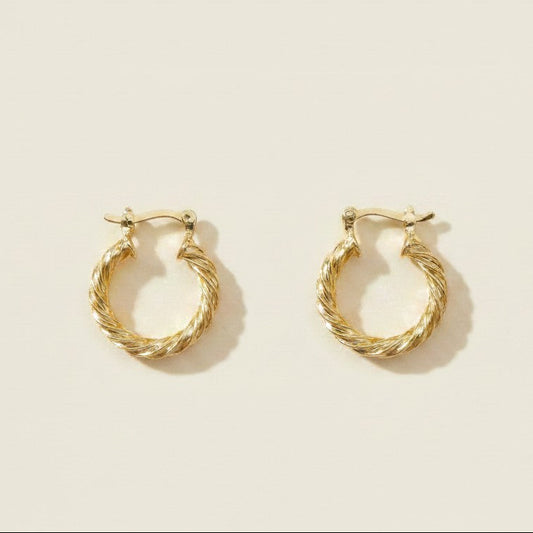 18k Gold Filled Twisted Hoop Earrings | Available in Two Sizes