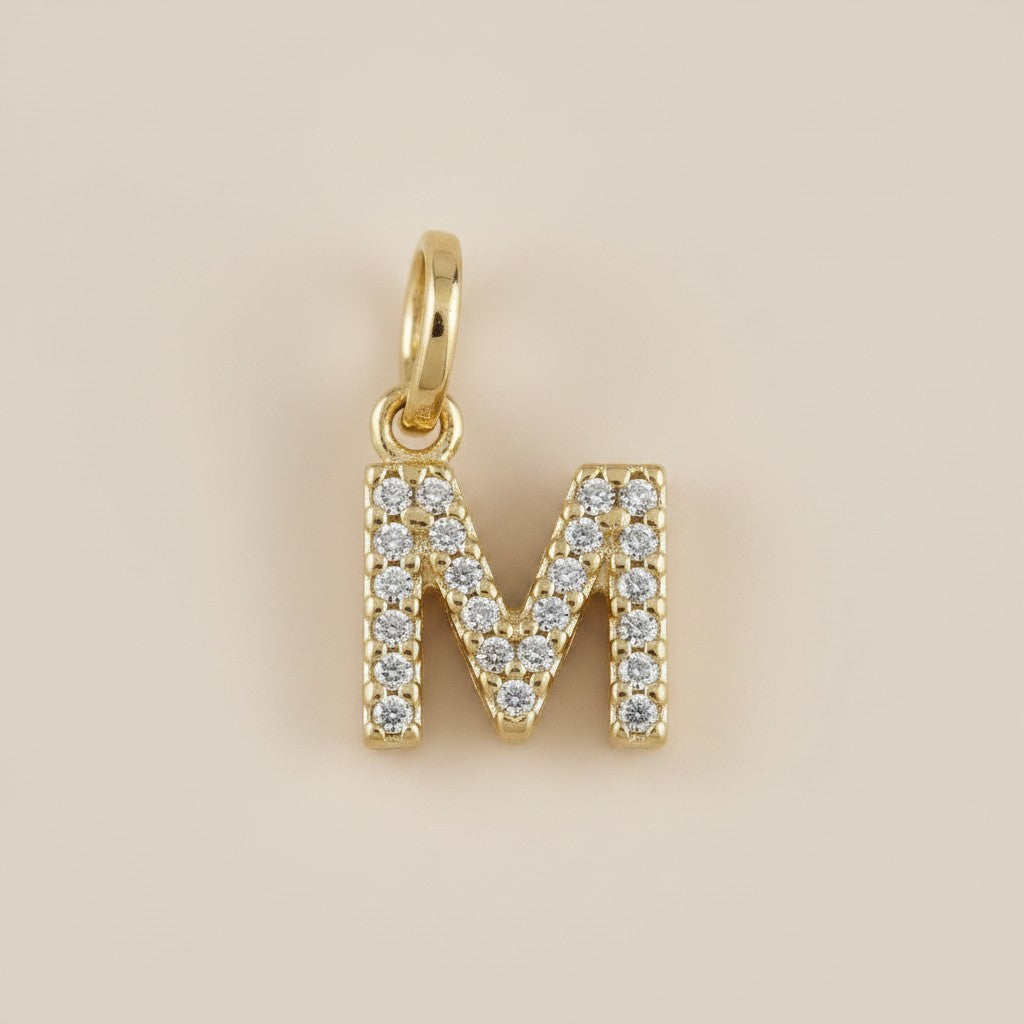 18k Gold Filled Initial Letter CZ Charm | Personalized Sparkle