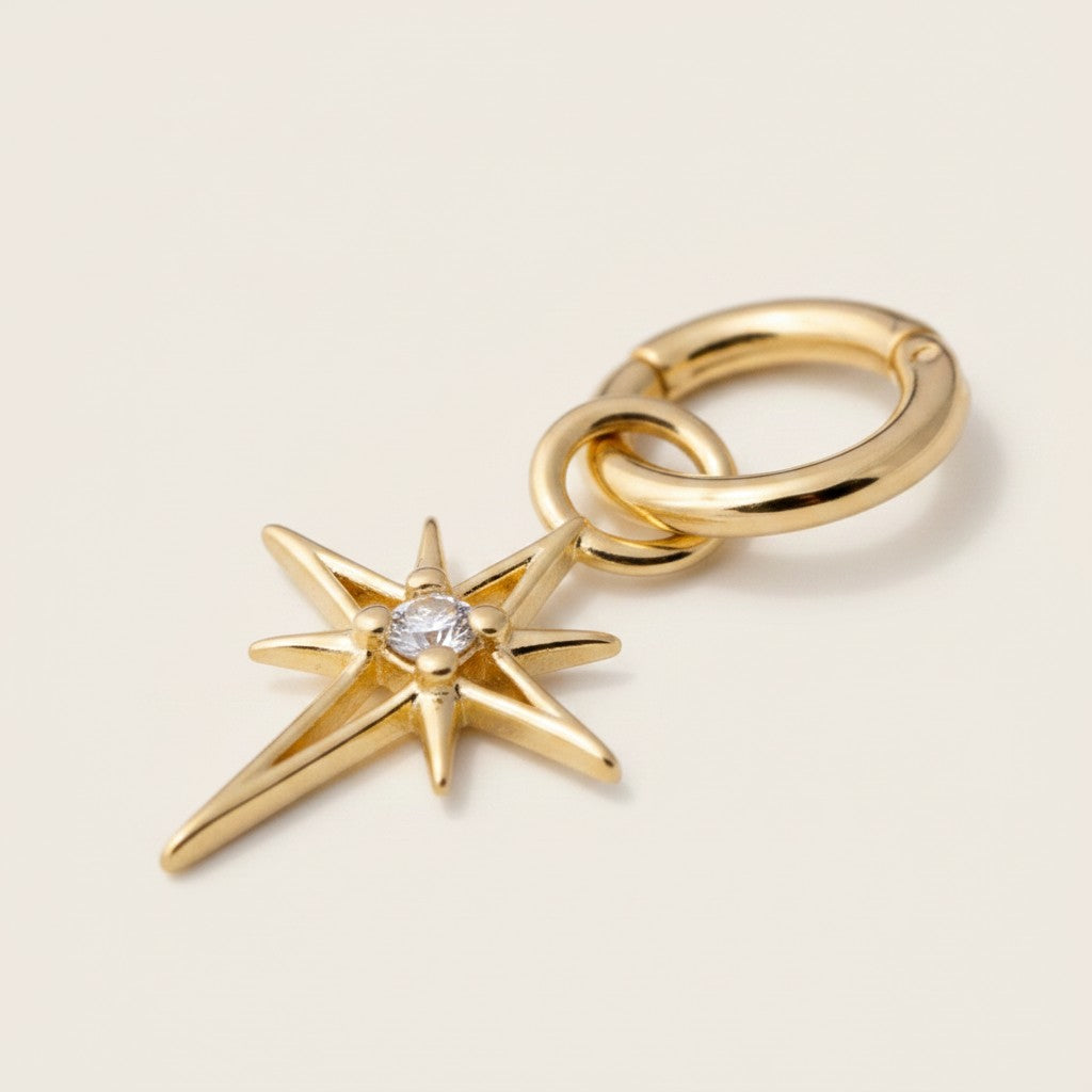 18k Gold Filled Mini Starburst Earring Charm | Bold Hoop Add-On