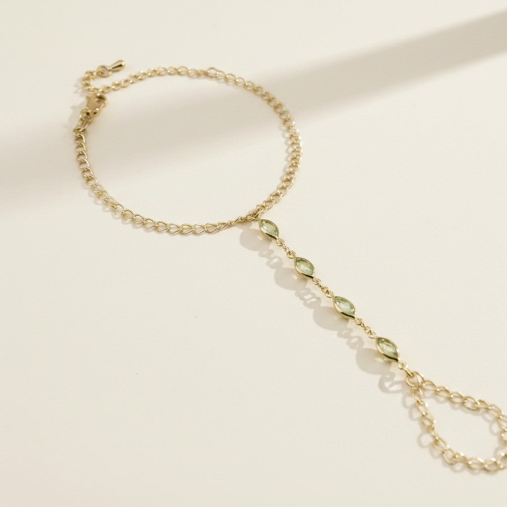 18k Gold Filled Opal Hand Chain | Bohemian Statement Piece