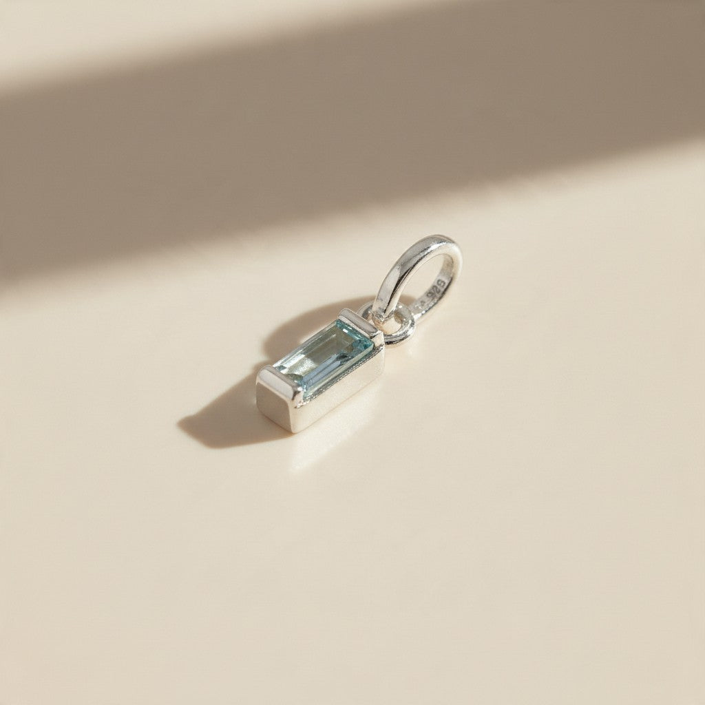 Silver Filled Baguette Birthstone Charm