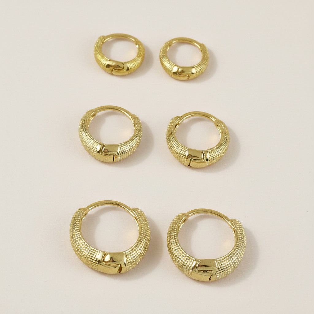18k Gold Filled Textured Clicker Hoop Earrings | Curated Ear Stack Essential