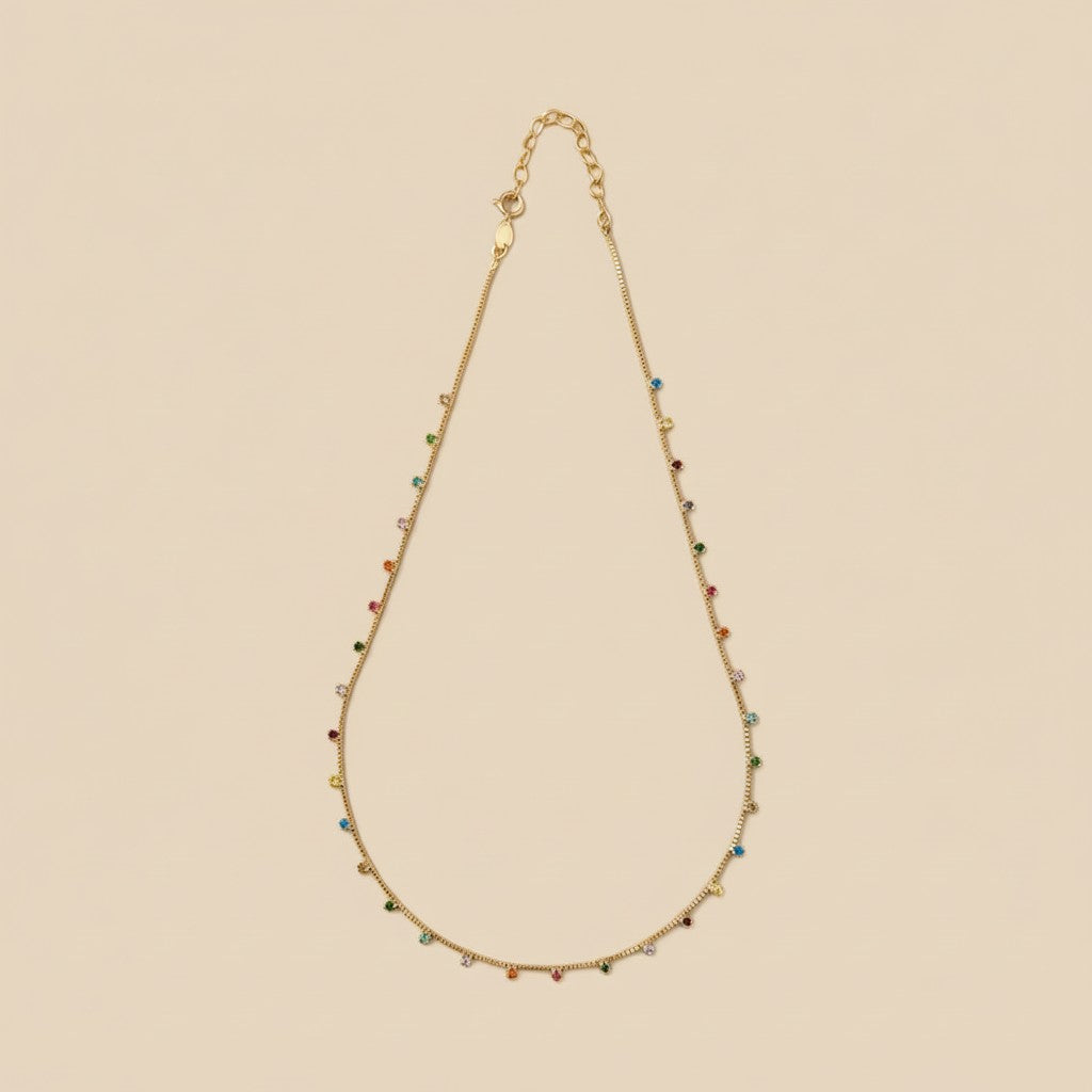 Cubic Zirconia Necklace for Women - Colorful CZ Stone Jewelry