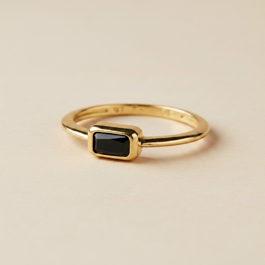 ✨ 18k Gold Filled Colored Rectangle CZ Solitaire Ring — One Stone. One Color. Quietly Commanding.